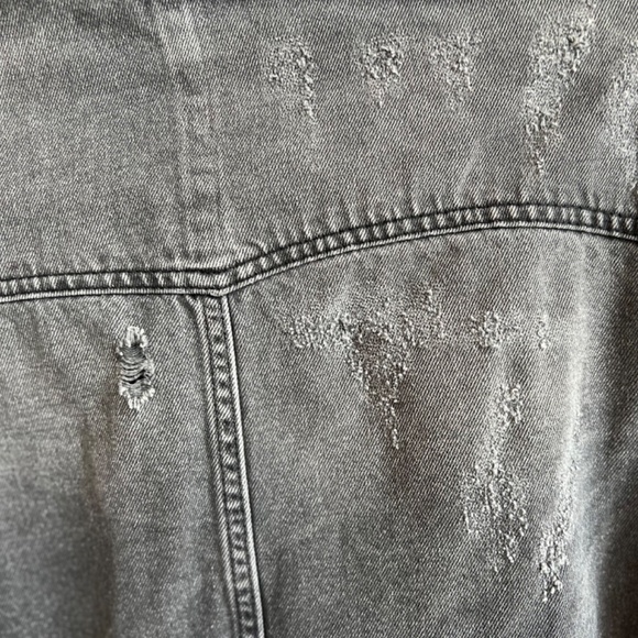 Free People Oversized Distressed Denim Jacket - Picture 8 of 9